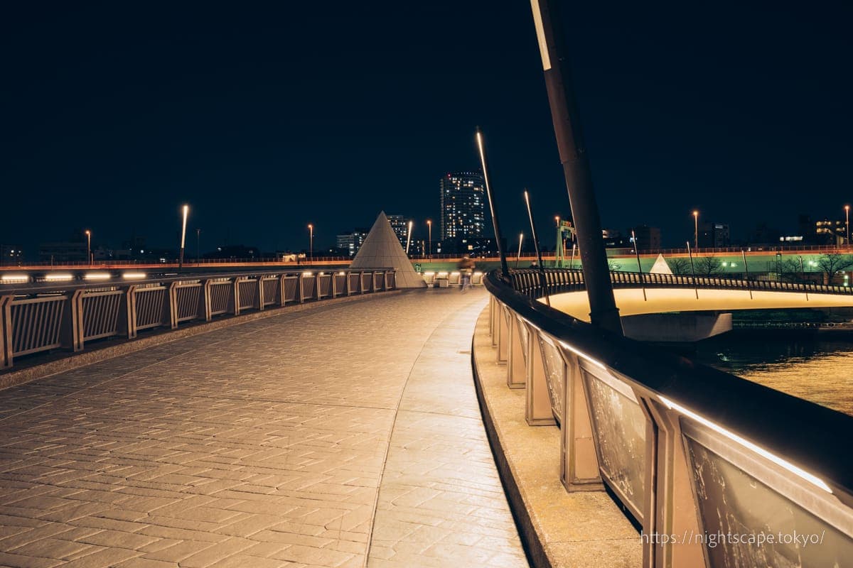 点亮灯光的樱桥