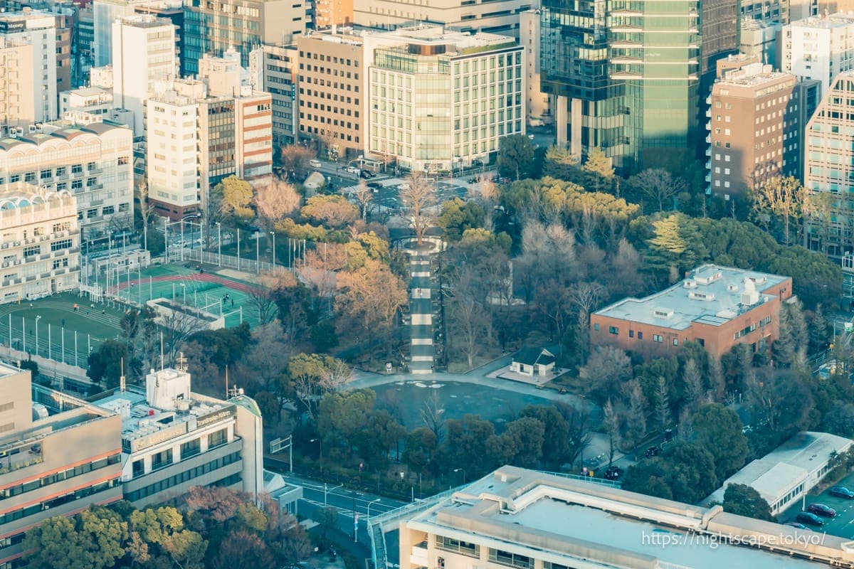 从东京塔展望台眺望芝公园4号地