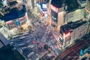 Busy Shibuya Scramble Crossing with many people