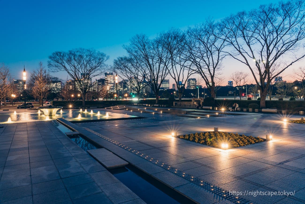 黄昏时的和田仓喷泉公园