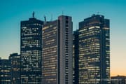 Shinjuku's high-rise buildings with dazzling lights