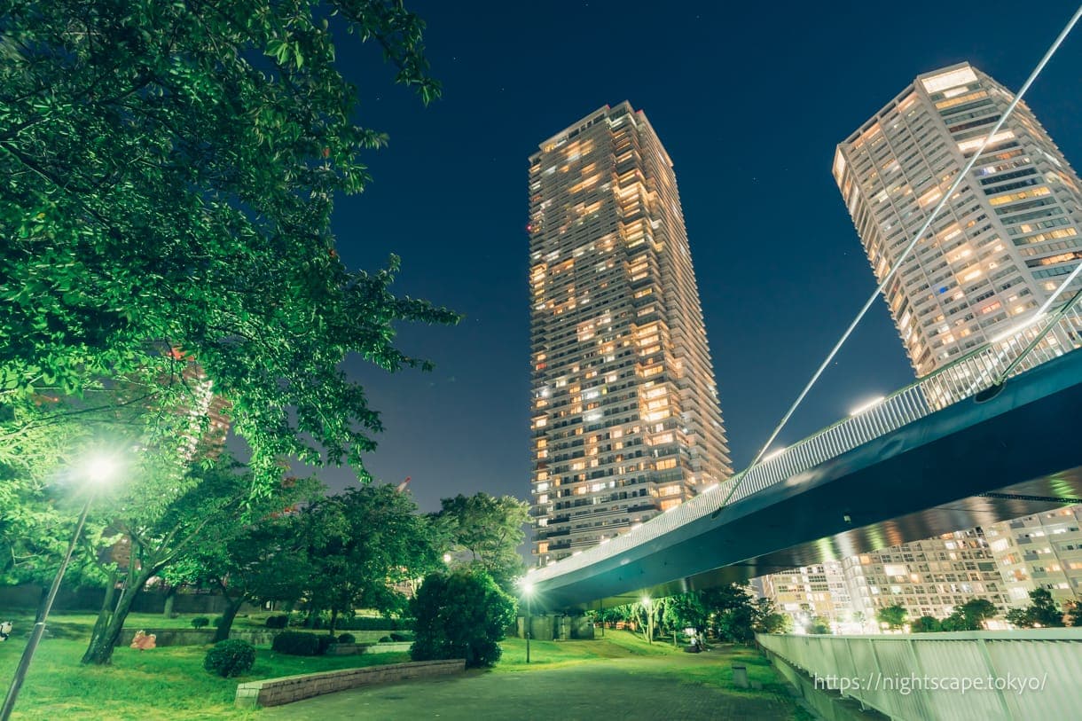 从东云水边公园眺望高层建筑群