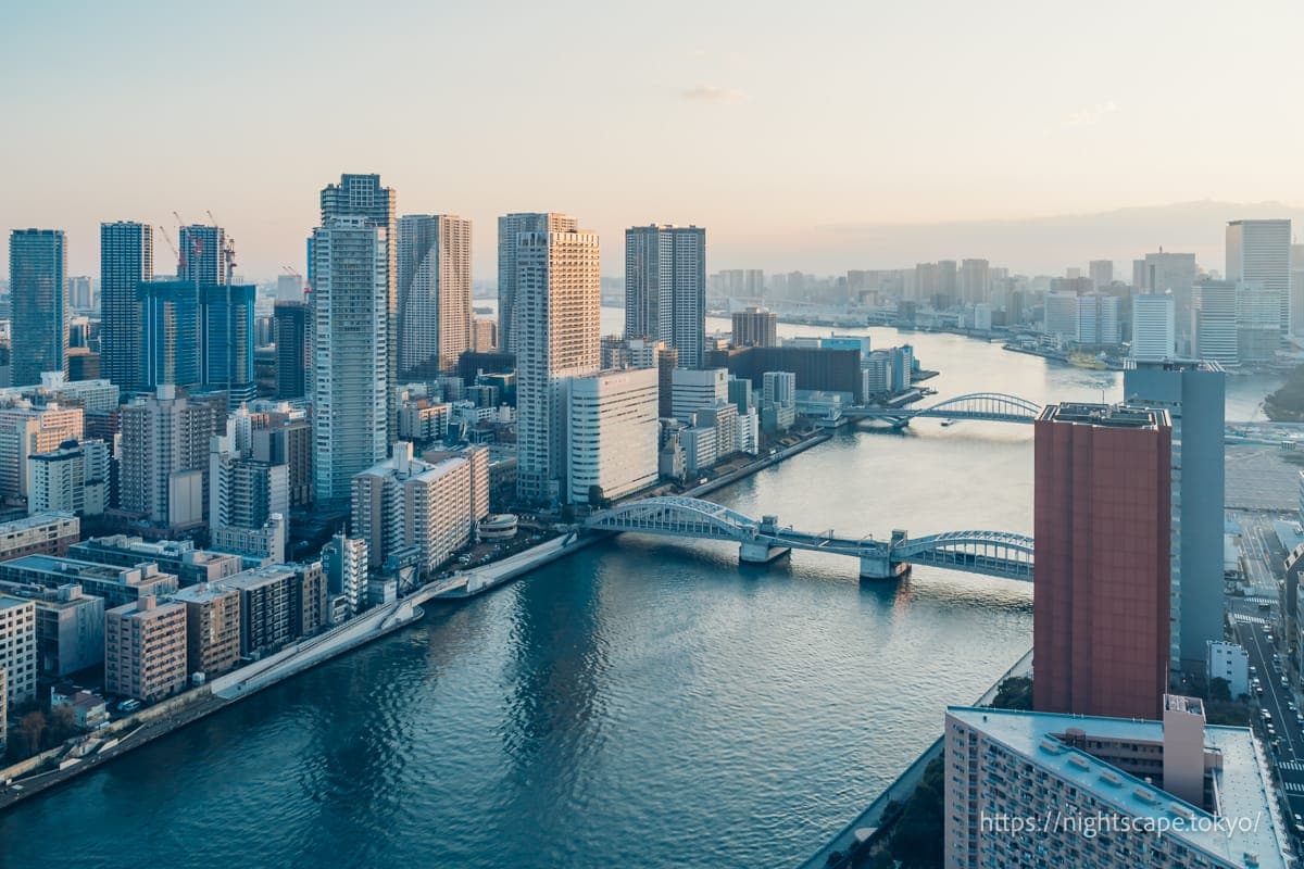 黃昏時分的隅田川景色