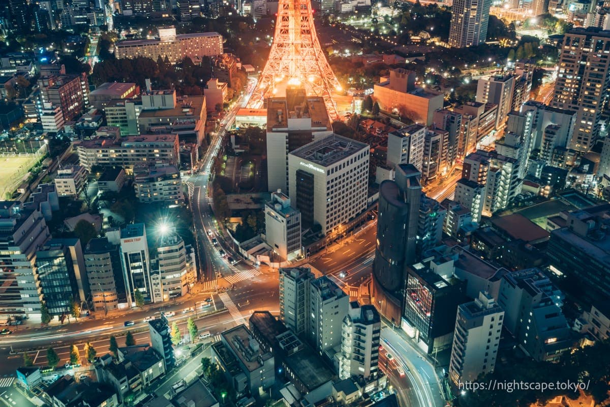 赤羽橋路口周邊的夜景