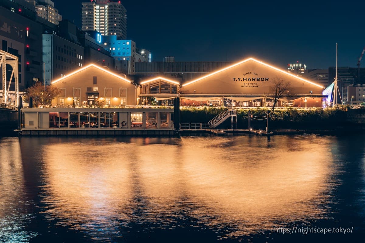 透过天王洲运河看到的T.Y.HARBOR