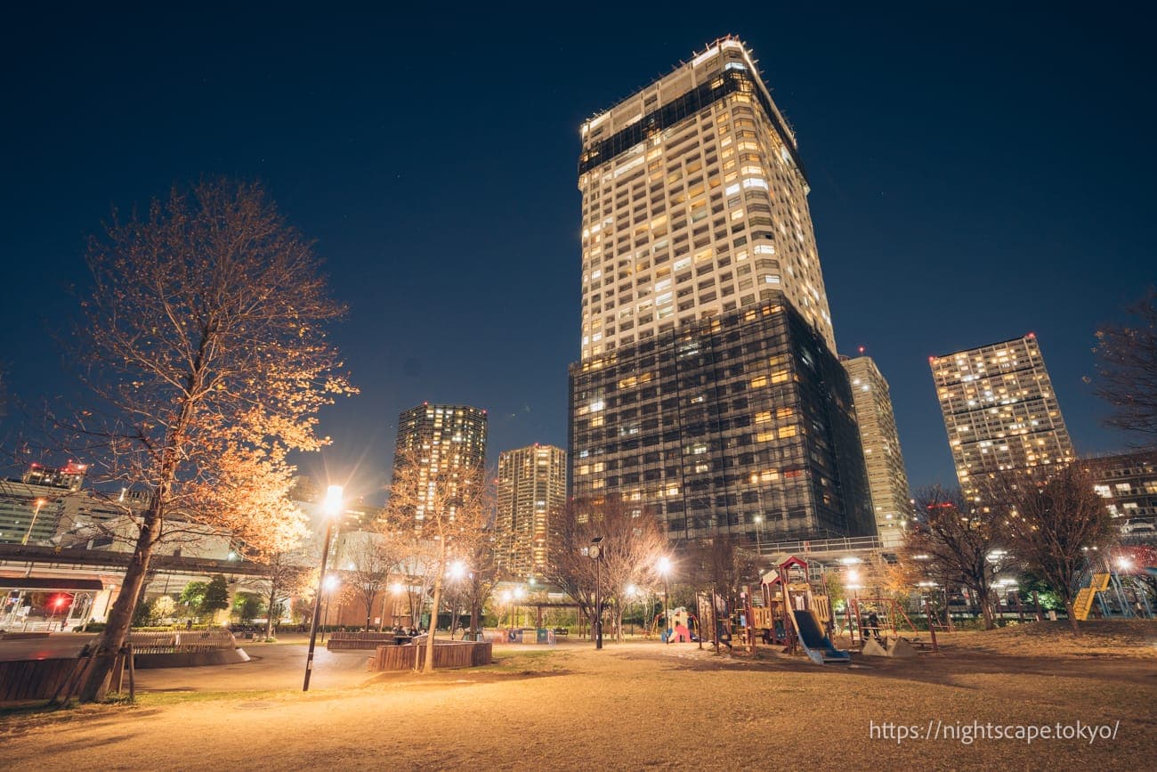港南绿水公园的夜景
