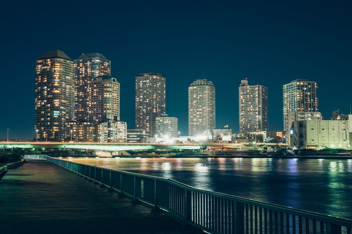 明石町河岸公园夜景（佃桥方向）