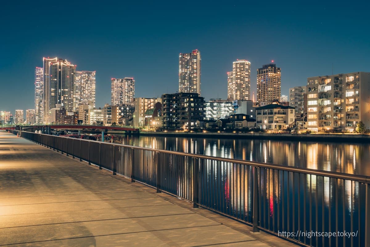 朝潮运河亲水公园的夜景