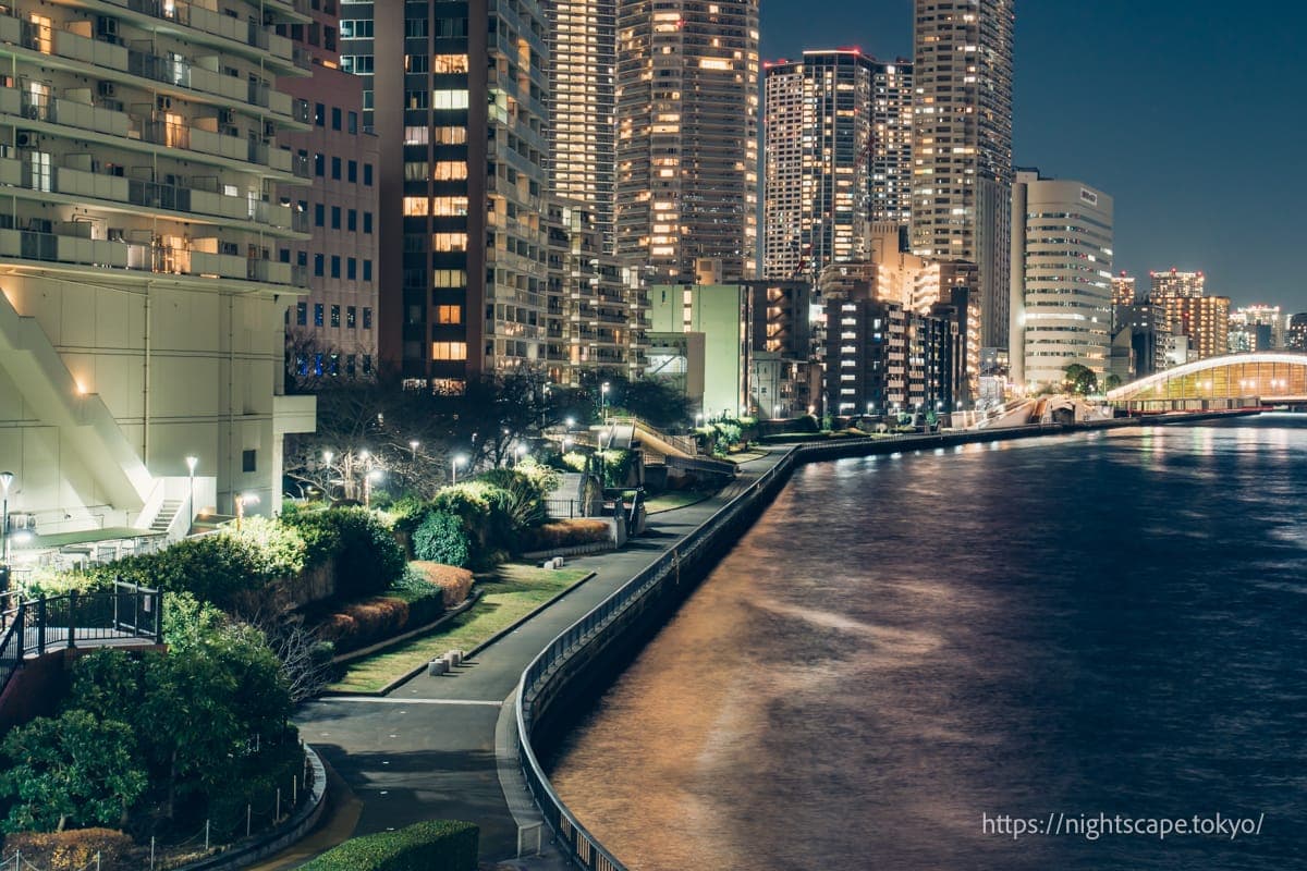 从佃大桥眺望隅田川露台