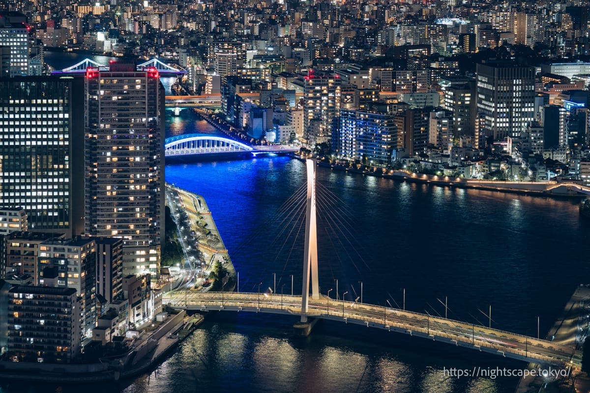 隅田川上的中央大橋、永代橋、清洲橋