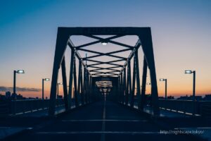 Beautiful silhouetted Kinegawa Bridge