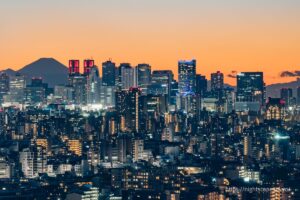 Skyscrapers in the direction of Shinjuku sub-centre and Mt.