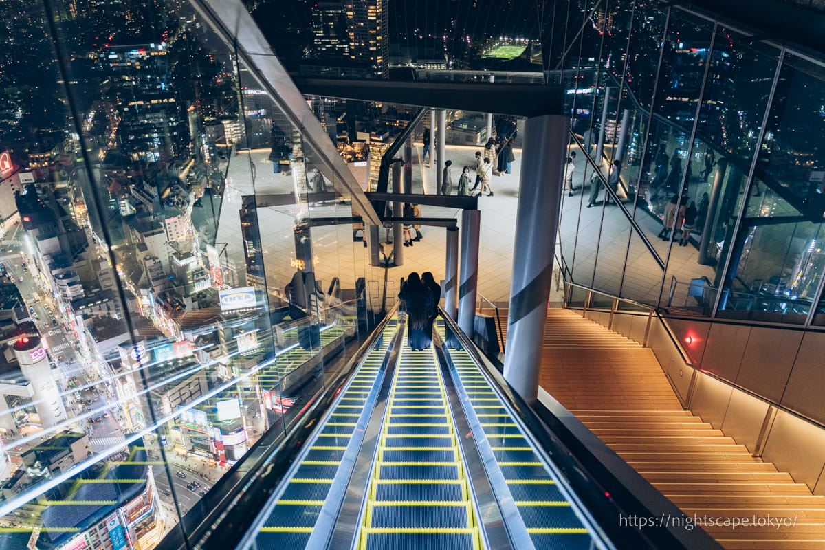 Escalator connecting the 46th and 47th floors of Shibuya Sky