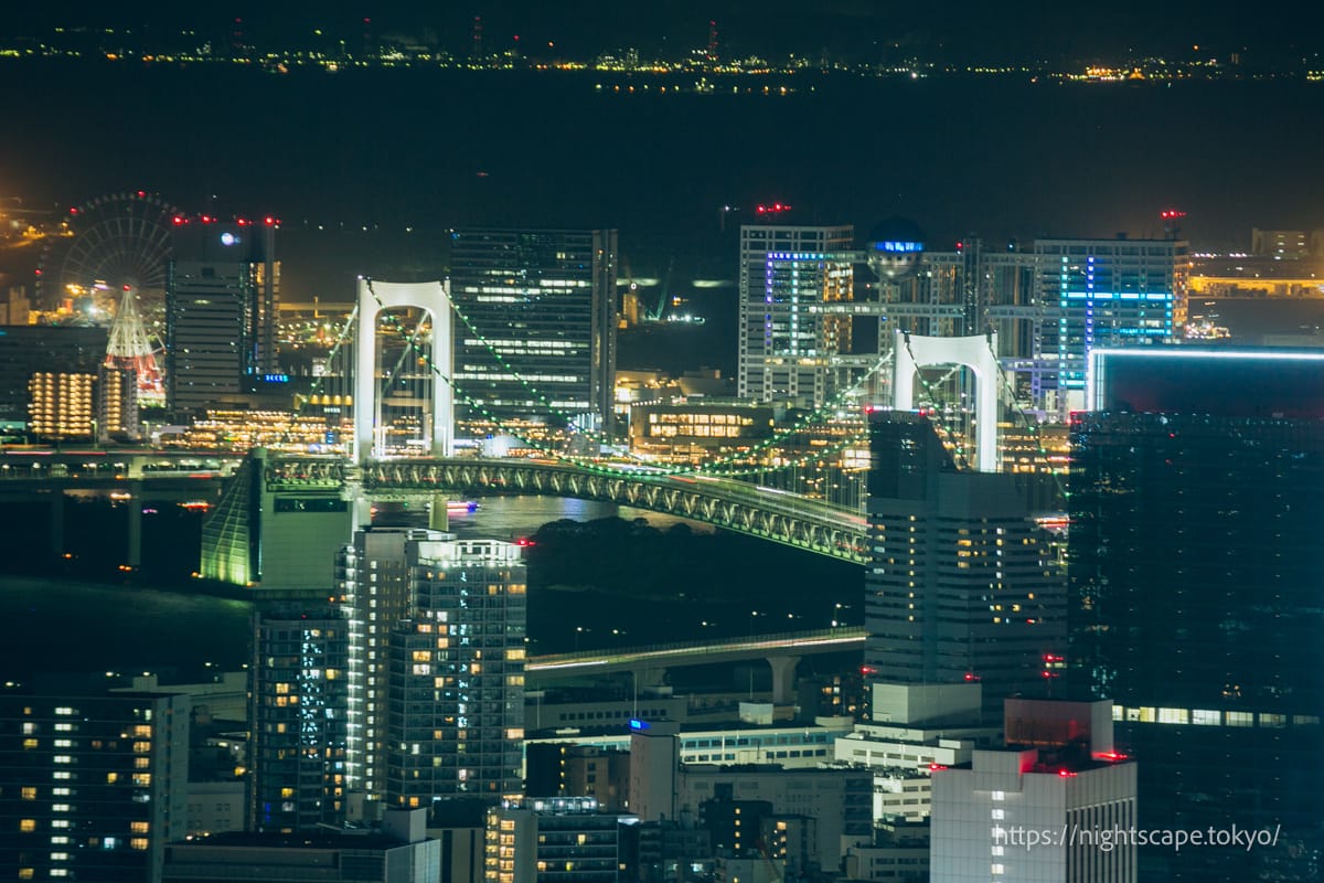 Rainbow Bridge illuminated.