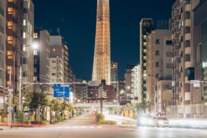 Foot of Tokyo Sky Tree and pedestrian bridge