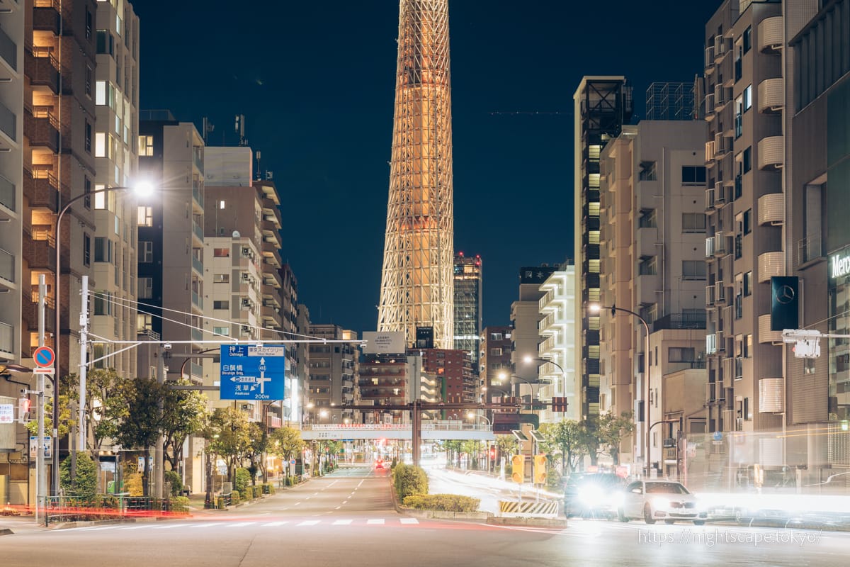 Foot of Tokyo Sky Tree and pedestrian bridge