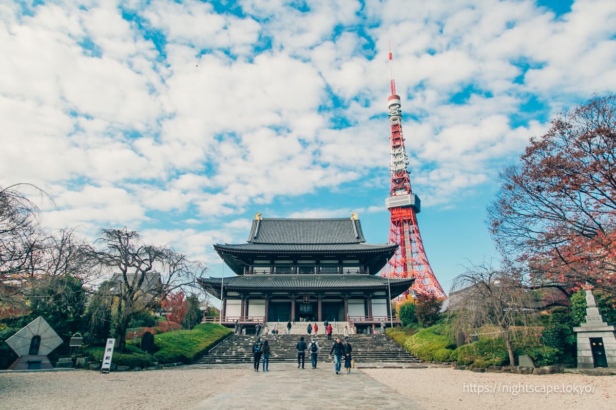 Zojoji Temple and Tokyo Tower (daytime).