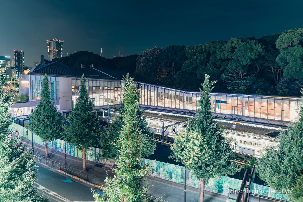 Yoyogi Park and Harajuku Station as seen from With Harajuku.