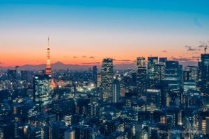 Night view from a guest room at Park Hotel Tokyo.