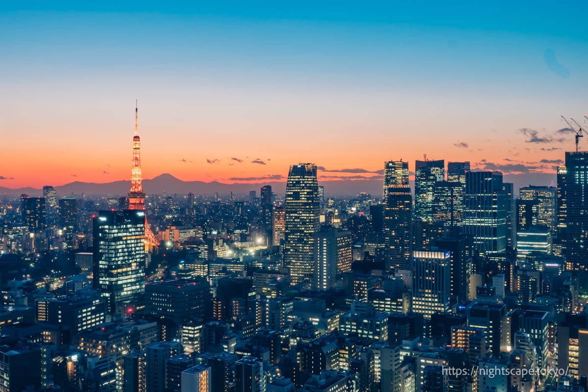 Night view from a guest room at Park Hotel Tokyo.