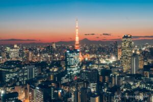 Night view from a guest room at Park Hotel Tokyo.