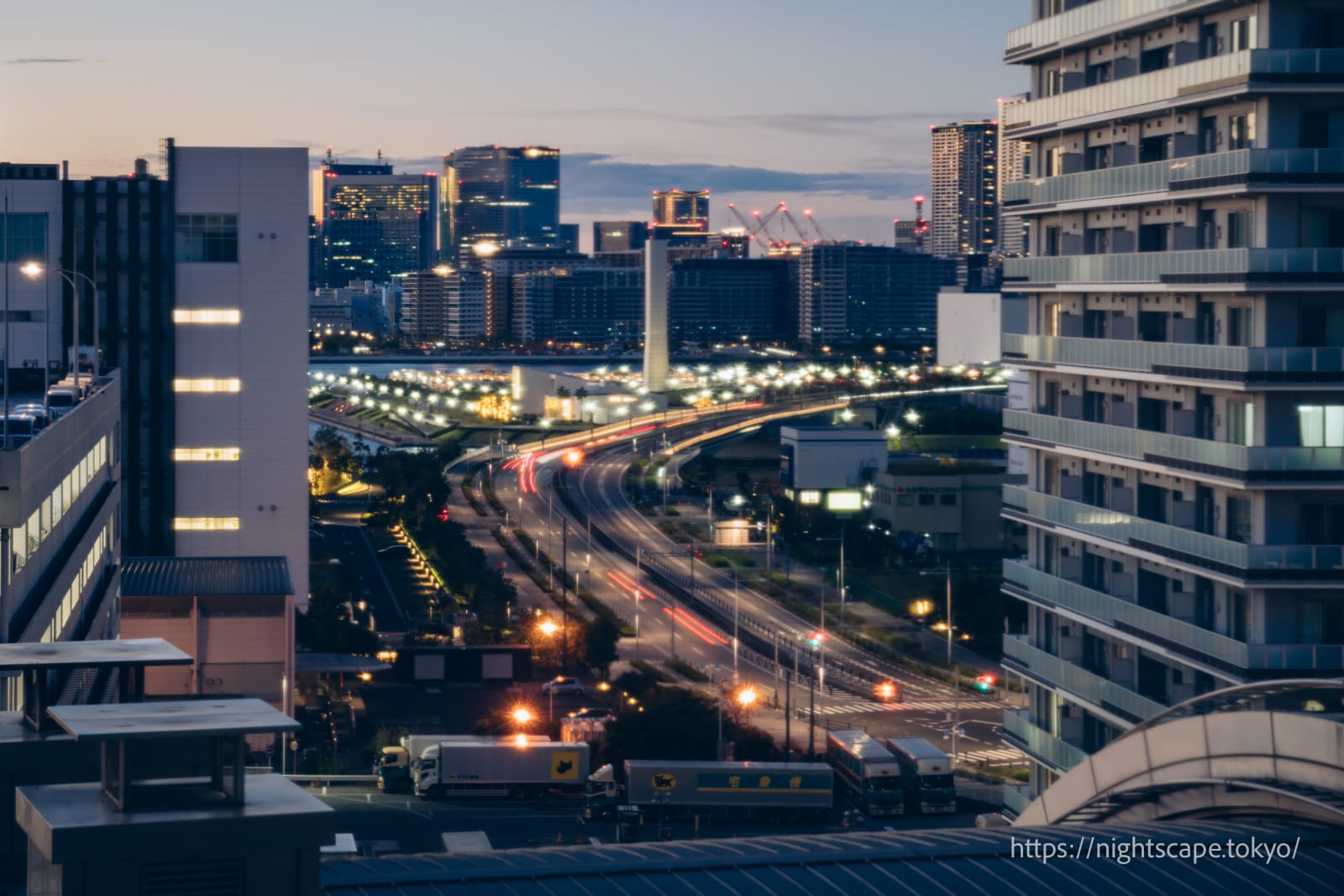 Night view towards Toyosu Gururi Park