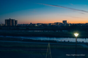 Tamagawa riverbed at dusk