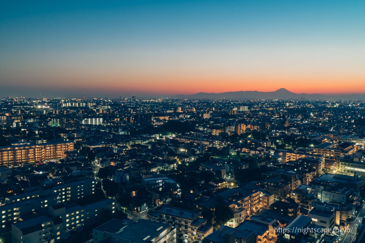 Fuji from the observation lobby of the Nerima Ward Office.