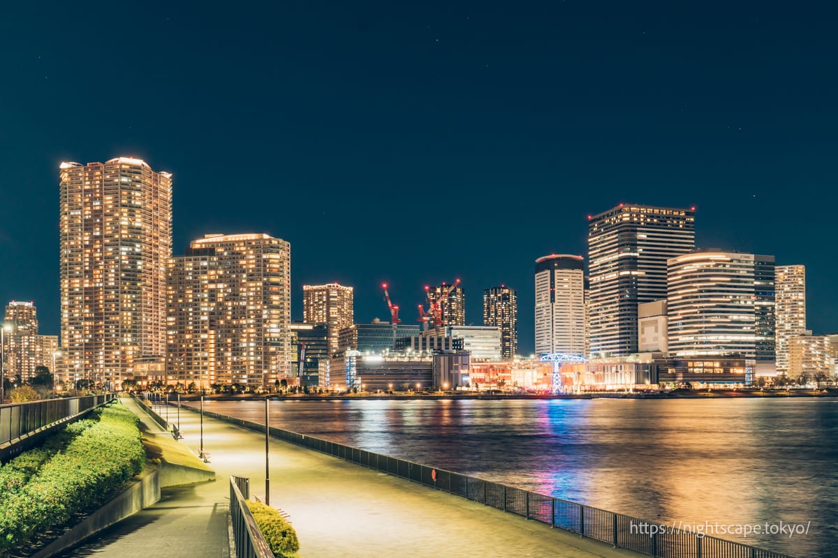 Night view of Harumi Rinkai Park and Waterfront Terrace