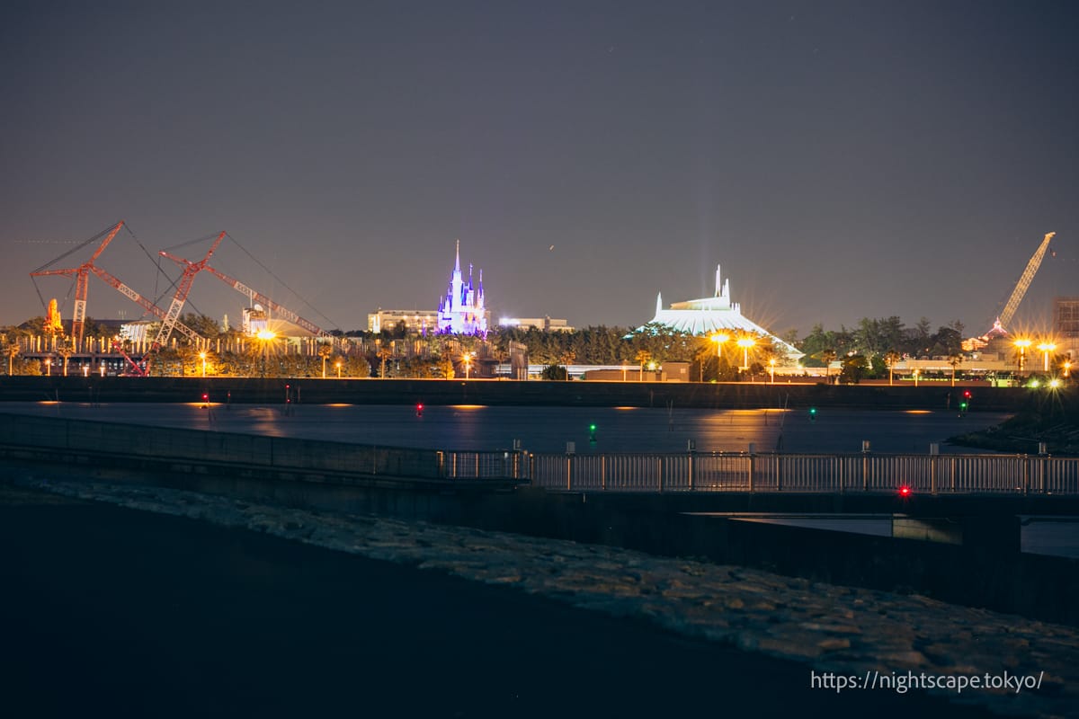 View of Tokyo Disneyland from Kasai Rinkai Park.