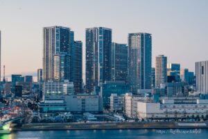 Tower condominium complexes in the Harumi area.