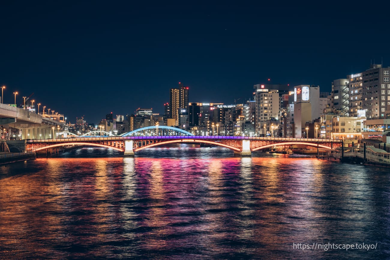 Azuma and Komagata bridges lit up
