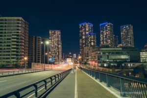 Night view from the top of the Toyosu Bridge.