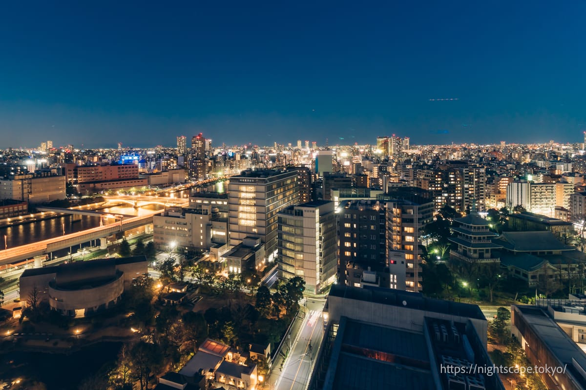 Night view from a guest room at APA Hotel Ryogoku Station Tower (north side)