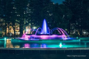 Large fountain illuminated