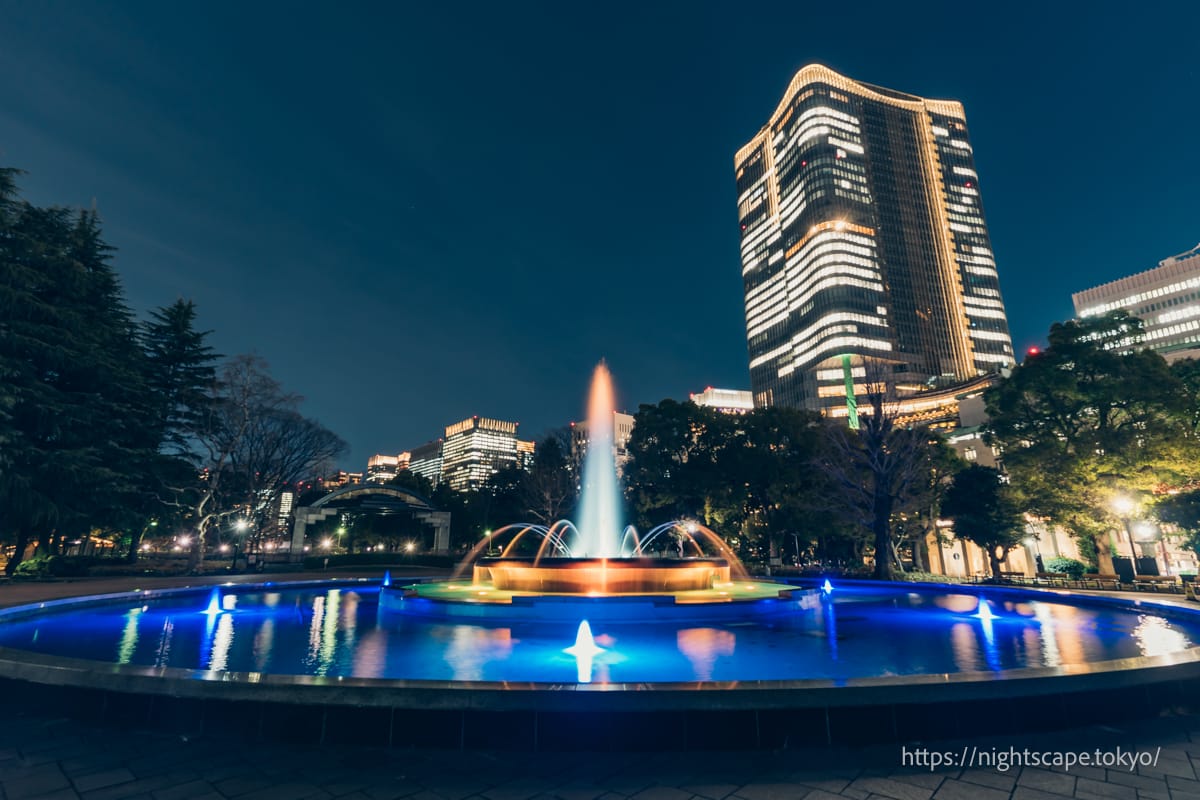 The Great Fountain in Hibiya Park and Tokyo Midtown Hibiya