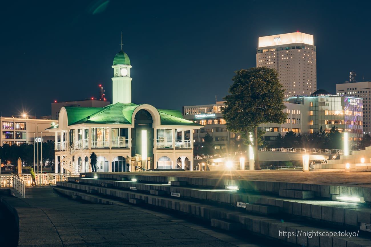 Pukari Pier illuminated by lights