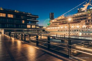 Luxury cruise ship docked at Yokohama Hammerhead