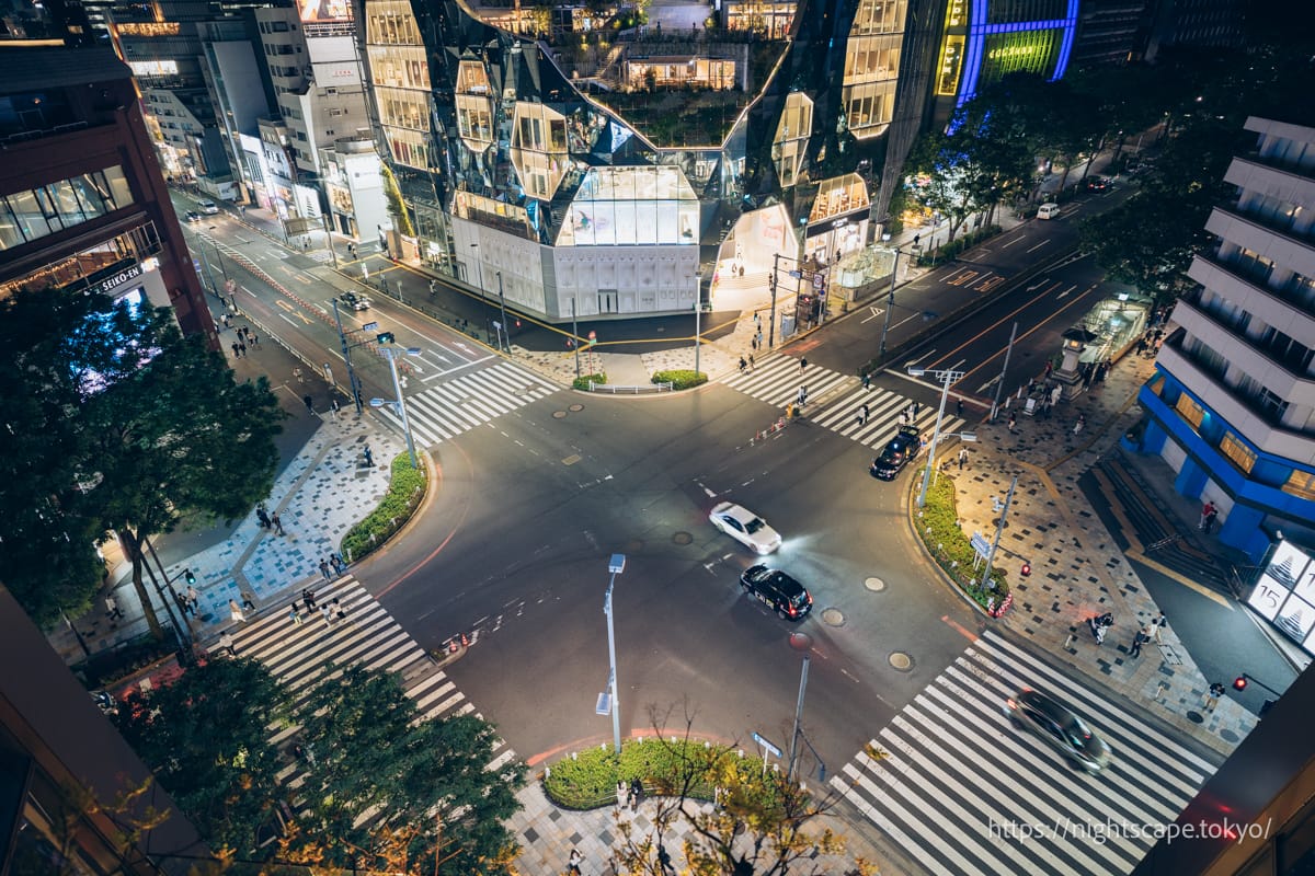 Jingumae intersection viewed from Omohara Forest