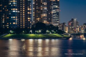 Night view around Ishikawajima Park in Chuo Ward