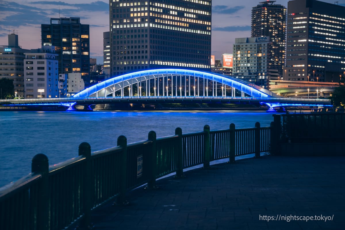 Eitaibashi Bridge shining in blue