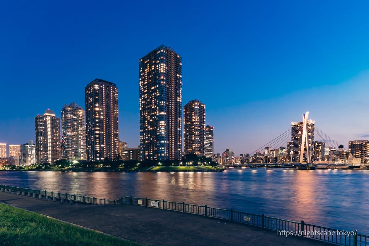 Night view of Etchujima Park