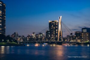 Chuo Ohashi Bridge illuminated by lights