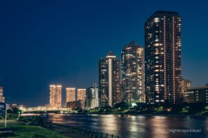 Night view of buildings woven by River City 21