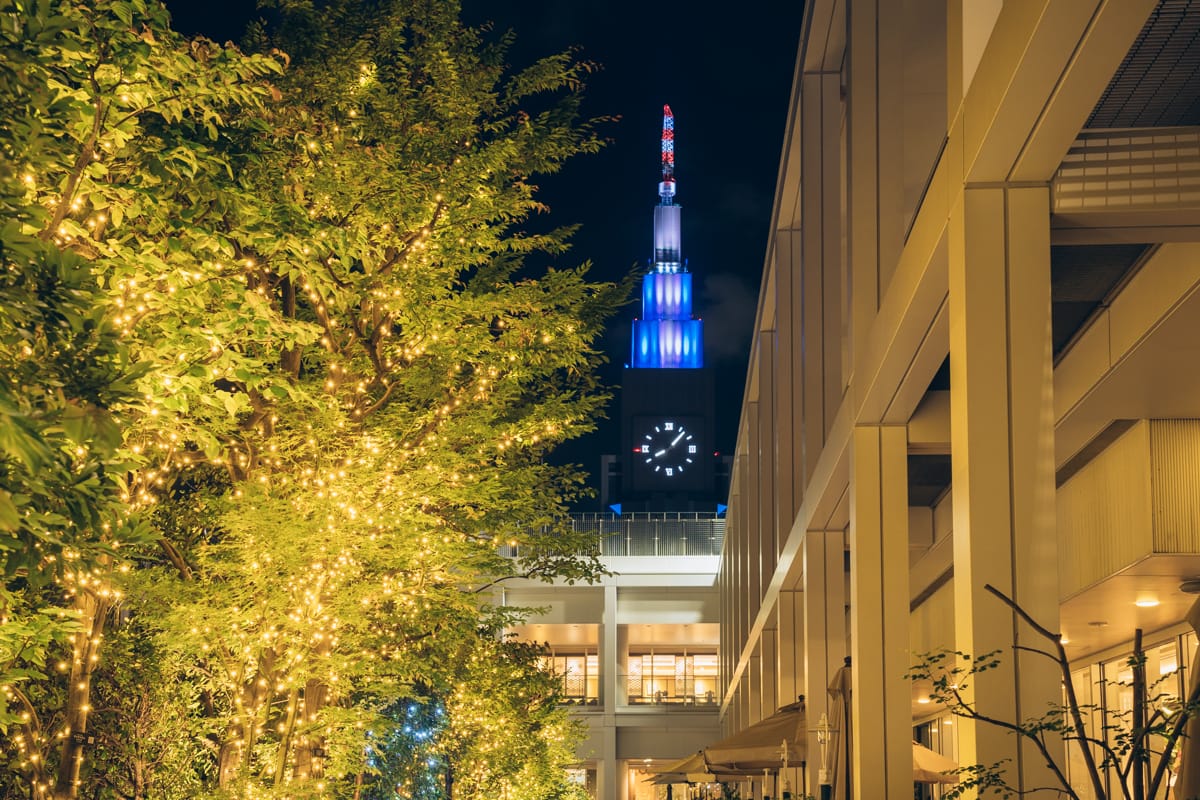 Docomo Tower illuminated