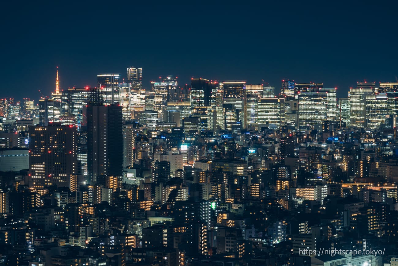 도쿄타워와 미나토구 방면의 거리 풍경