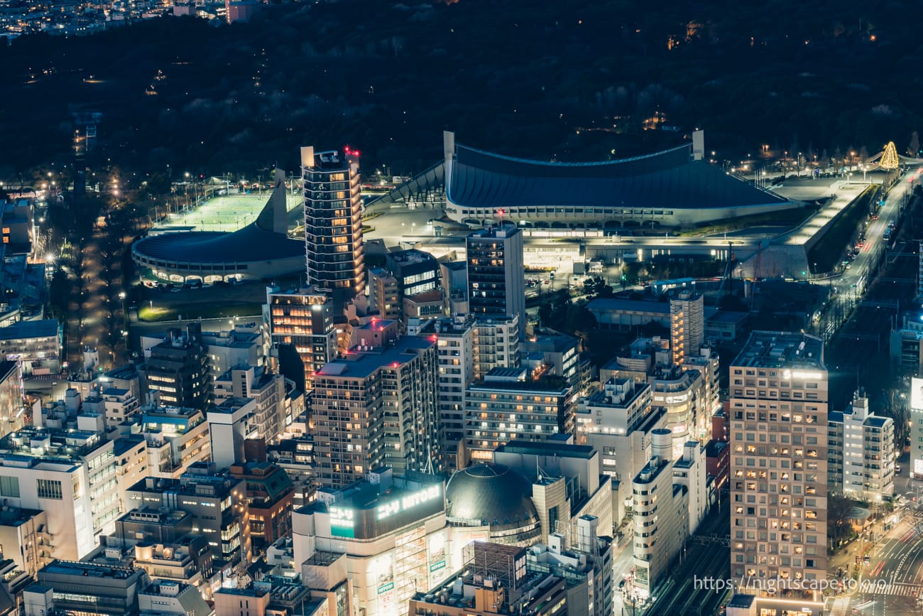 國立代代木體育場和代代木公園週邊的夜景