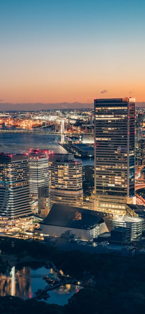 Night view of buildings in the direction of Odaiba and Shiodome (free smartphone wallpaper)