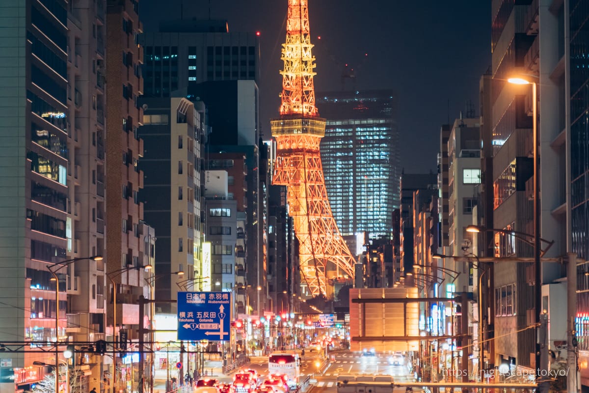  札の辻橋歩道橋から見える東京タワー
