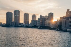 Sunrise from Kachidoki Bridge (east side)